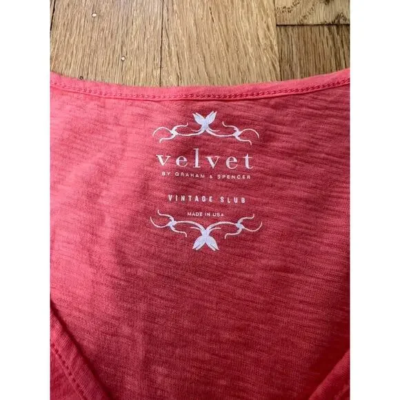 Velvet Rhye Vintage Slub Ruffle Tee Grapefruit NEW (size L) - Picture 4 of 6